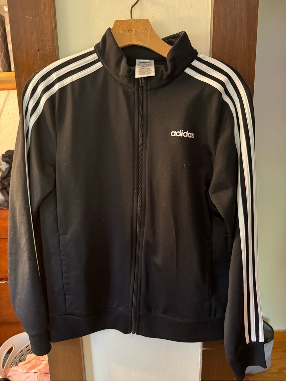 adidas Black Jacket with White Stripes